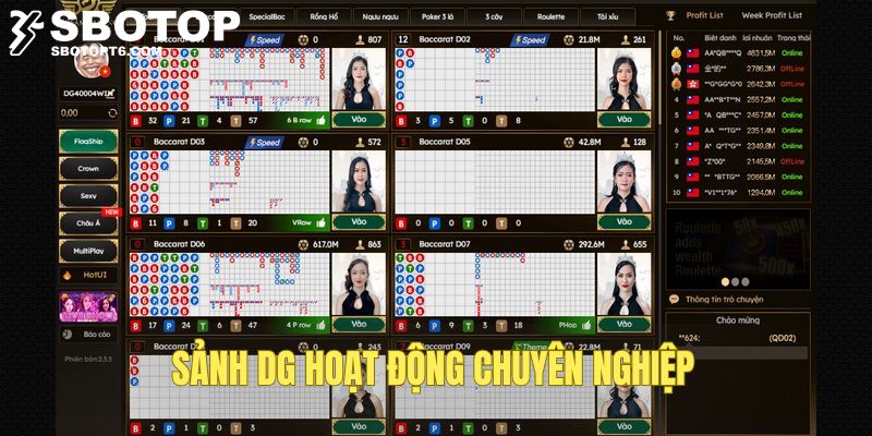 Sảnh chơi bài DG của nhà cái hấp dẫn